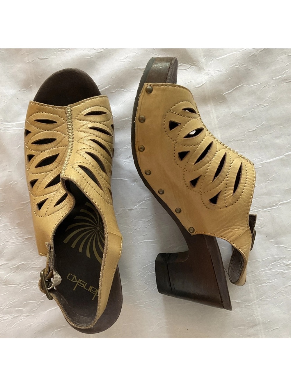 Dansko Rowena Tan Slingback Sandal Clogs Buckle Strap US 10/10.5 Dansko Size 41